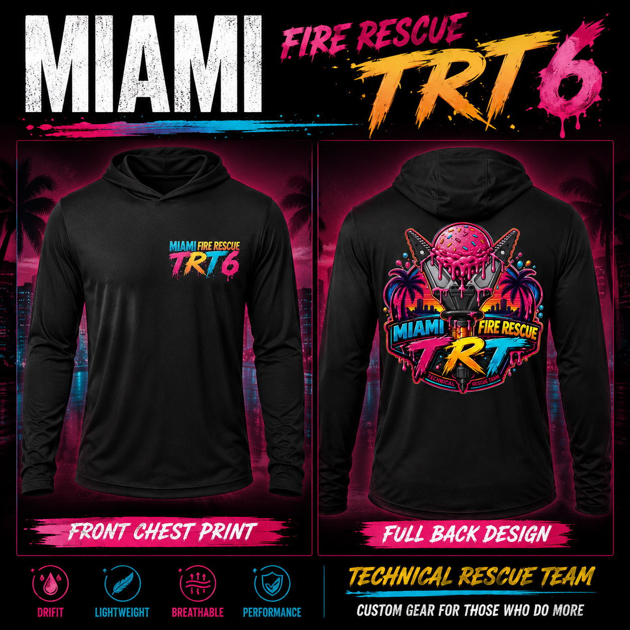 Miami Fire Rescue TRT 6 Long Sleeve Hooded Tee