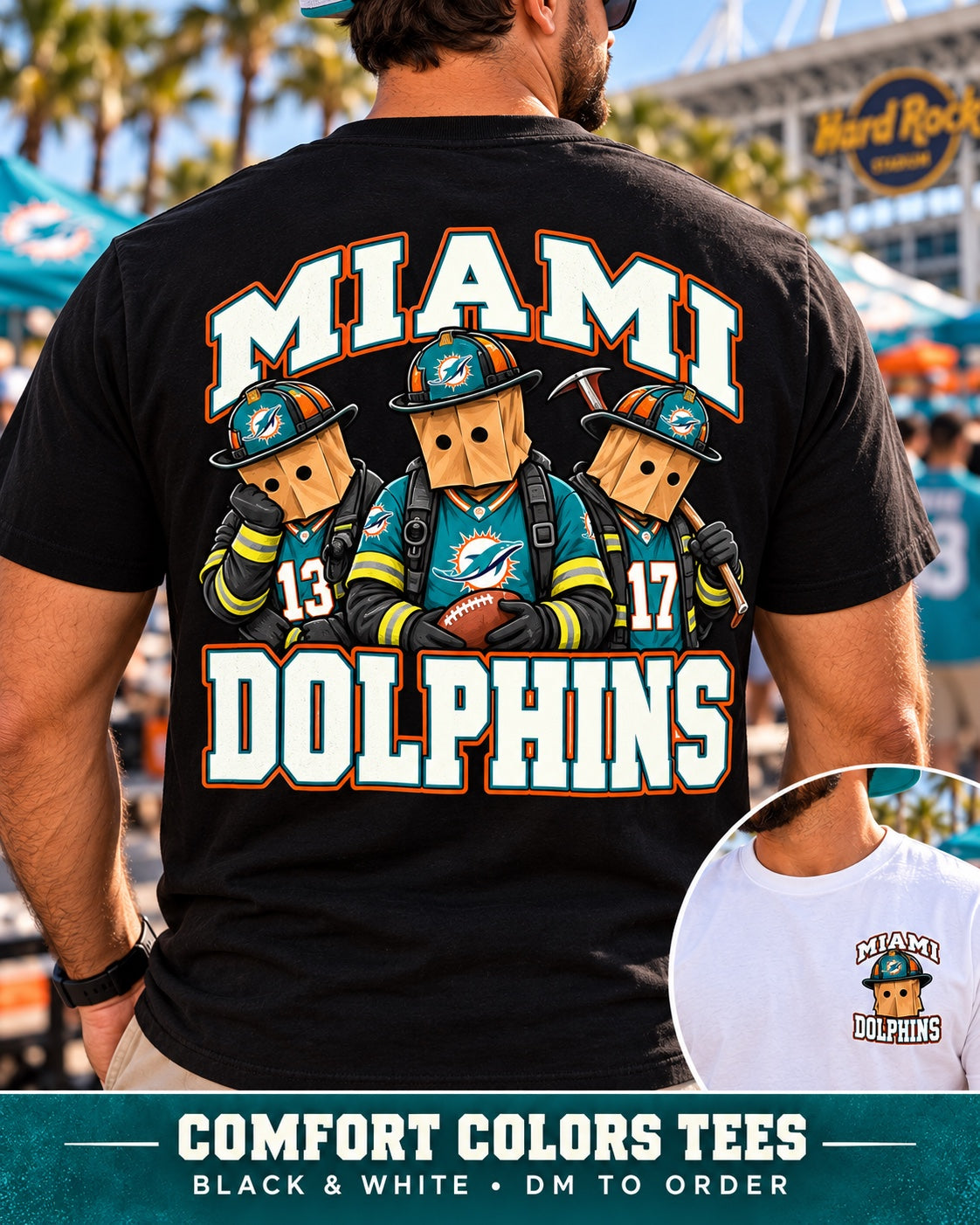 Miami Dolphins firefighter tee on Comfort Colors