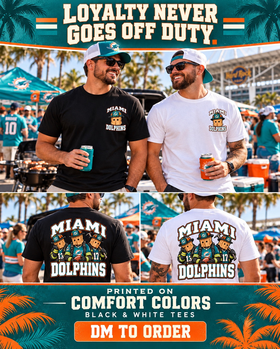 Miami Dolphins firefighter tee on Comfort Colors