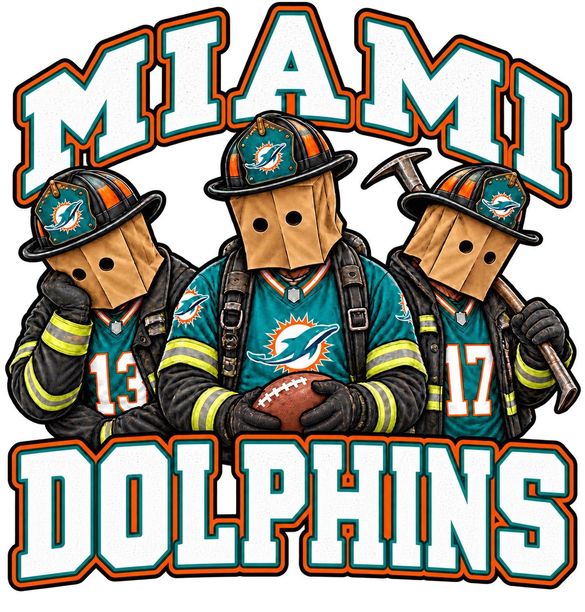 Miami Dolphins firefighter tee on Comfort Colors