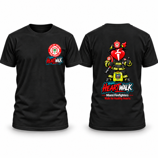 Black Miami Heart Walk cotton shirt front and back